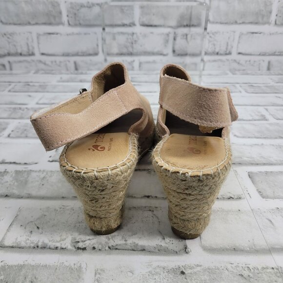 Macarena Light Blush Pink Suede Wedge Espadrilles Silng Back Size 40 EU 9 US - Picture 6 of 7